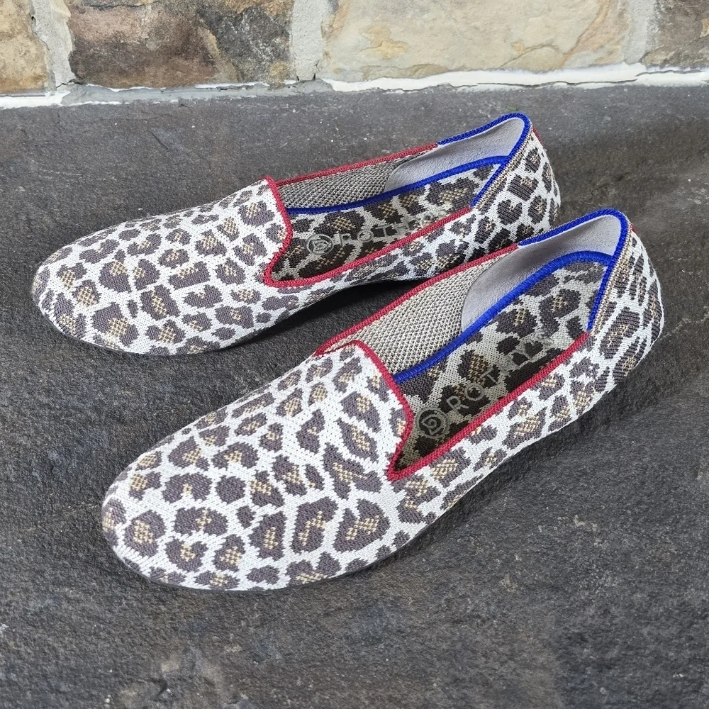 Rothys 10 Mocha Spot Leopard Print Loafers Slip On Shoes - Picture 5 of 10